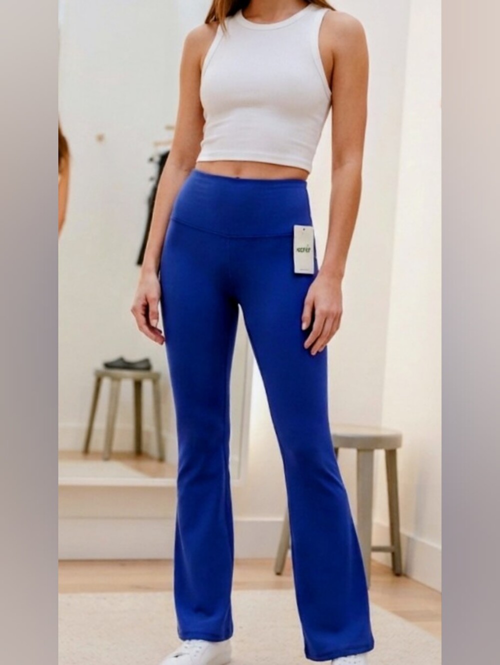 OFFLINE by Aerie Real Me High Rise Flare Leggings Blue S Small Long NWT